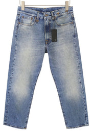 R13 Boyfriend Women Jeans 25 Jasper Straight Fit Whiskers Fade Effect Blue PF25