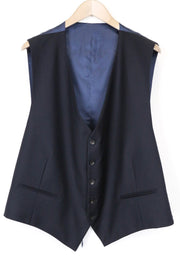 SUITSUPPLY Ferrara Men's Waistcoat UK56S Blue Wool V-Neck Single Breasted