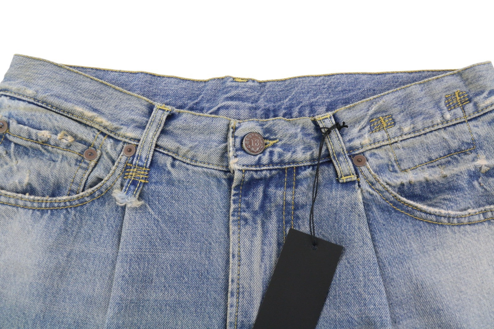 R13 Wayne Articulated Knee Women Jeans 32 Merrin Blue PF25 Pleat Relaxed RRP799