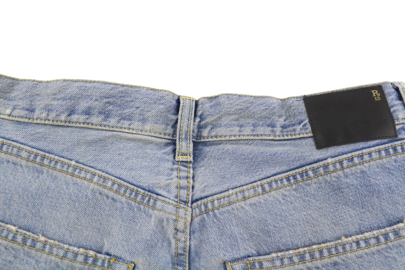 R13 Wayne Articulated Knee Women Jeans 32 Merrin Blue PF25 Pleat Relaxed RRP799