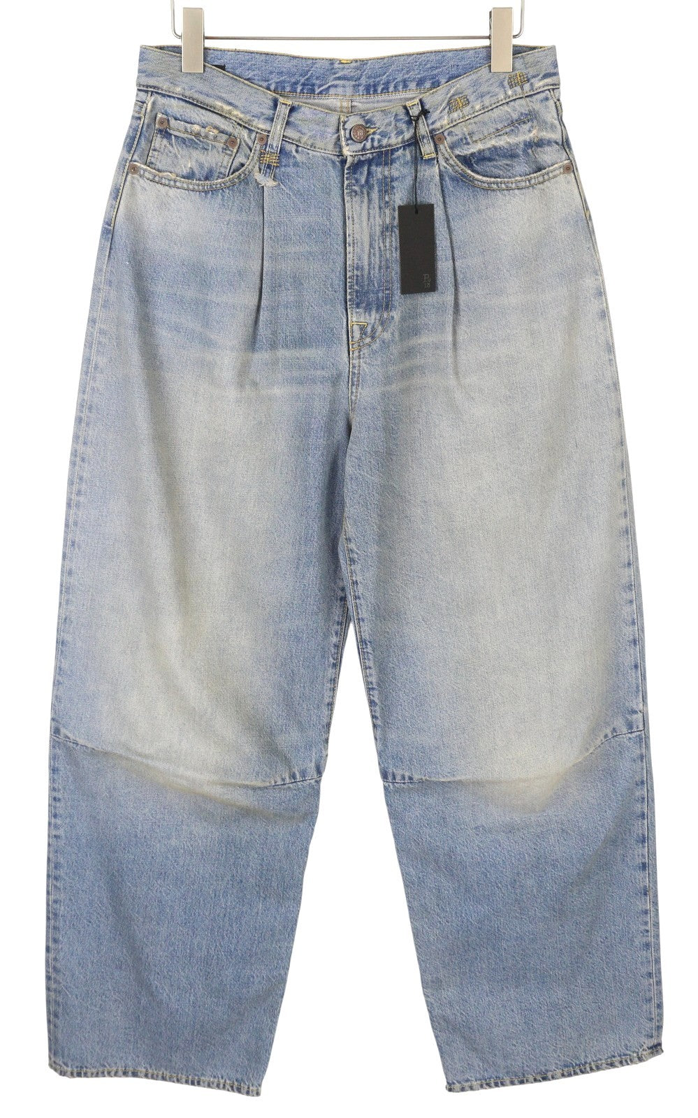 R13 Wayne Articulated Knee Women Jeans 32 Merrin Blue PF25 Pleat Relaxed RRP799