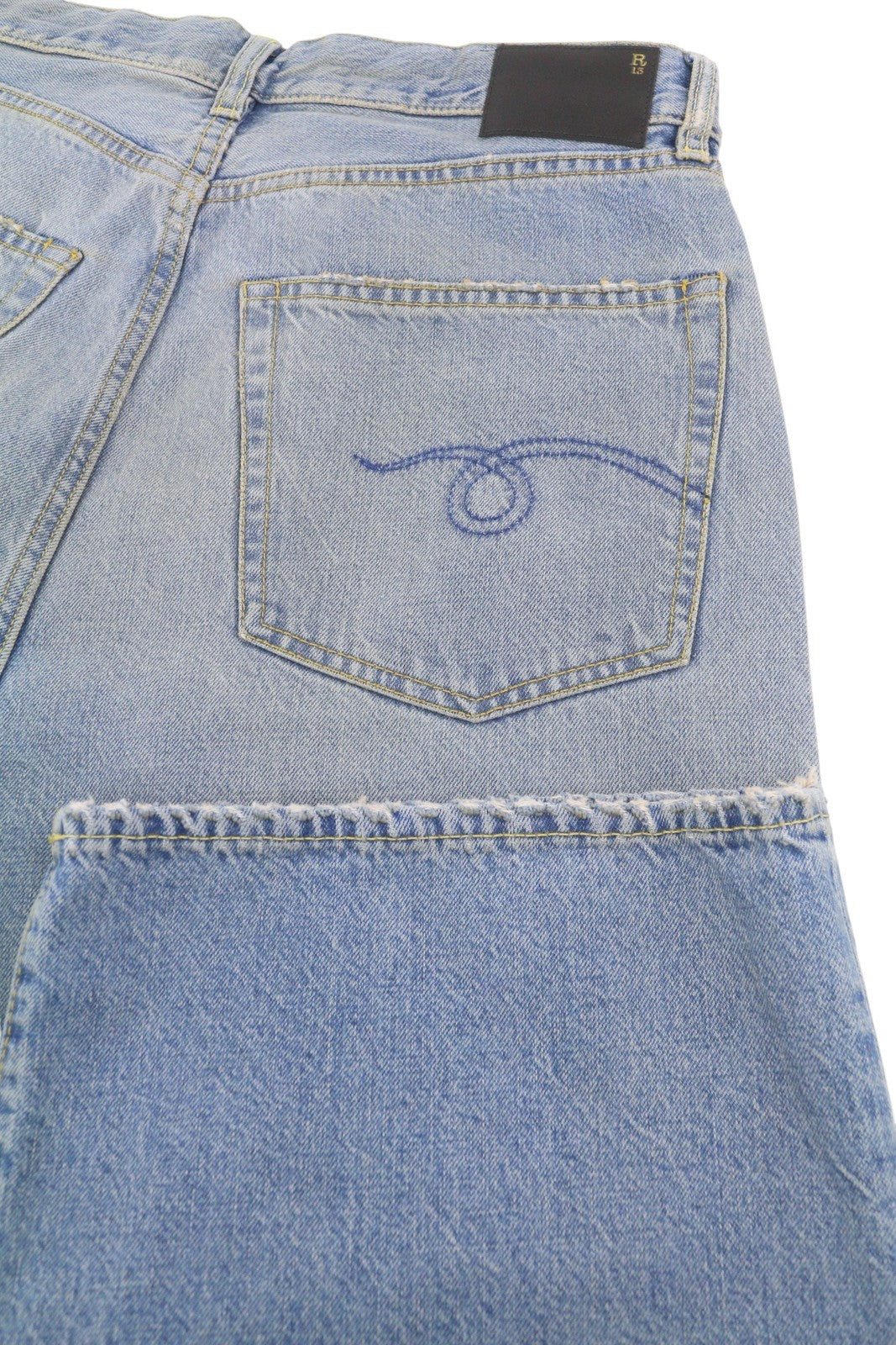 R13 Wayne Articulated Knee Women Jeans 32 Merrin Blue PF25 Pleat Relaxed RRP799