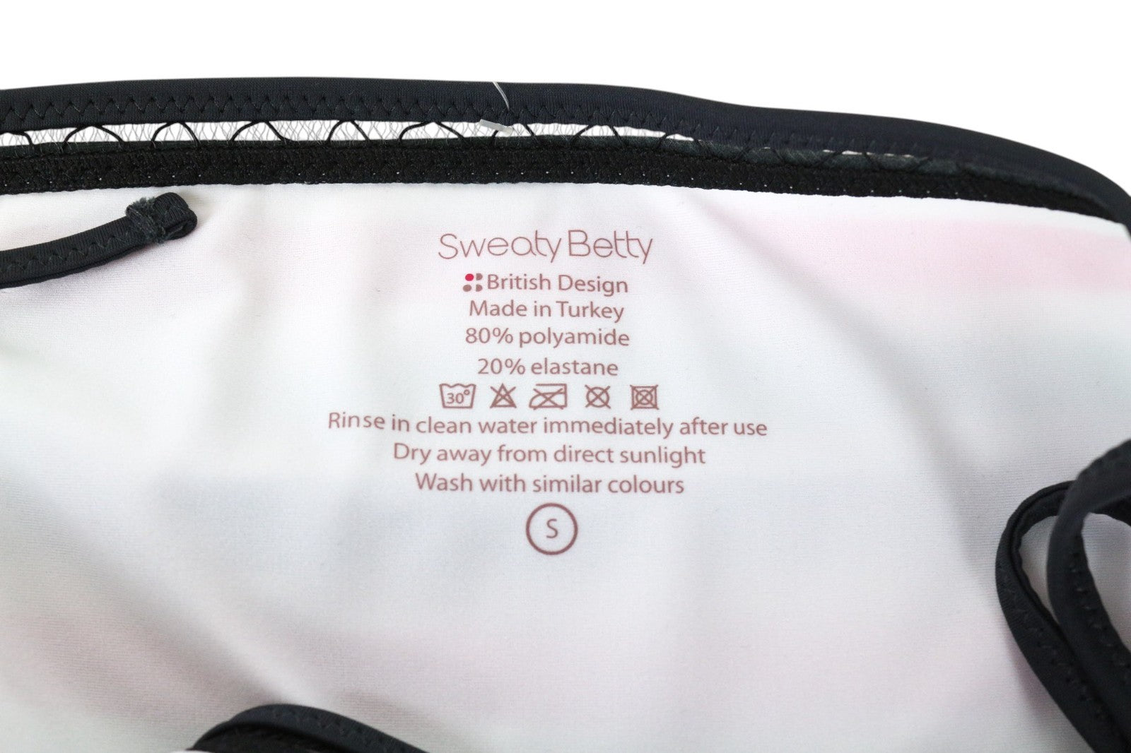 SWEATY BETTY Side Tie Women's Bikini Bottom S Stripes Low Rise Stretch Wear