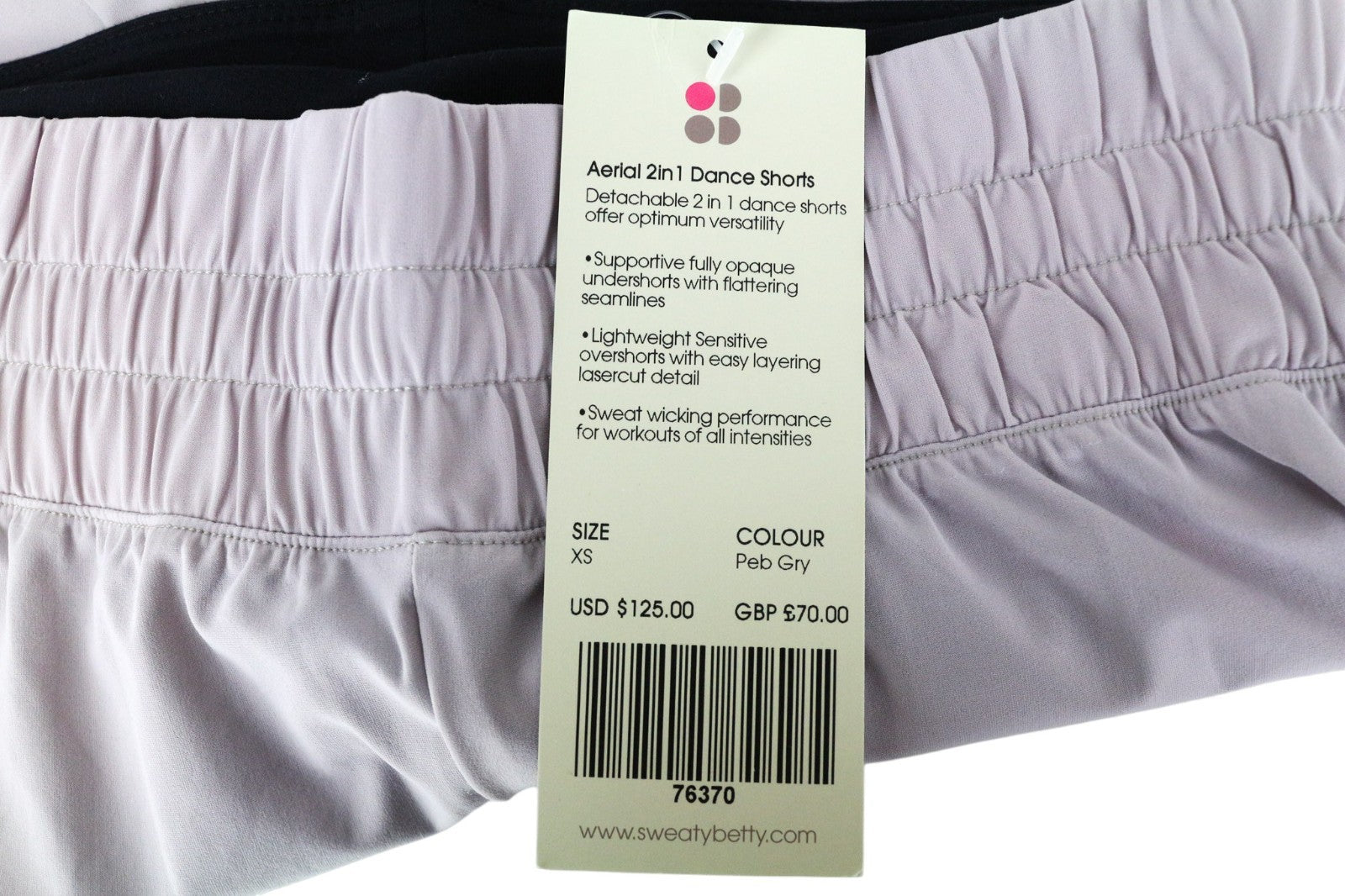 SWEATY BETTY Aerial Women's Shorts XS Purple Stretchy 2in1 Dance Lightweight