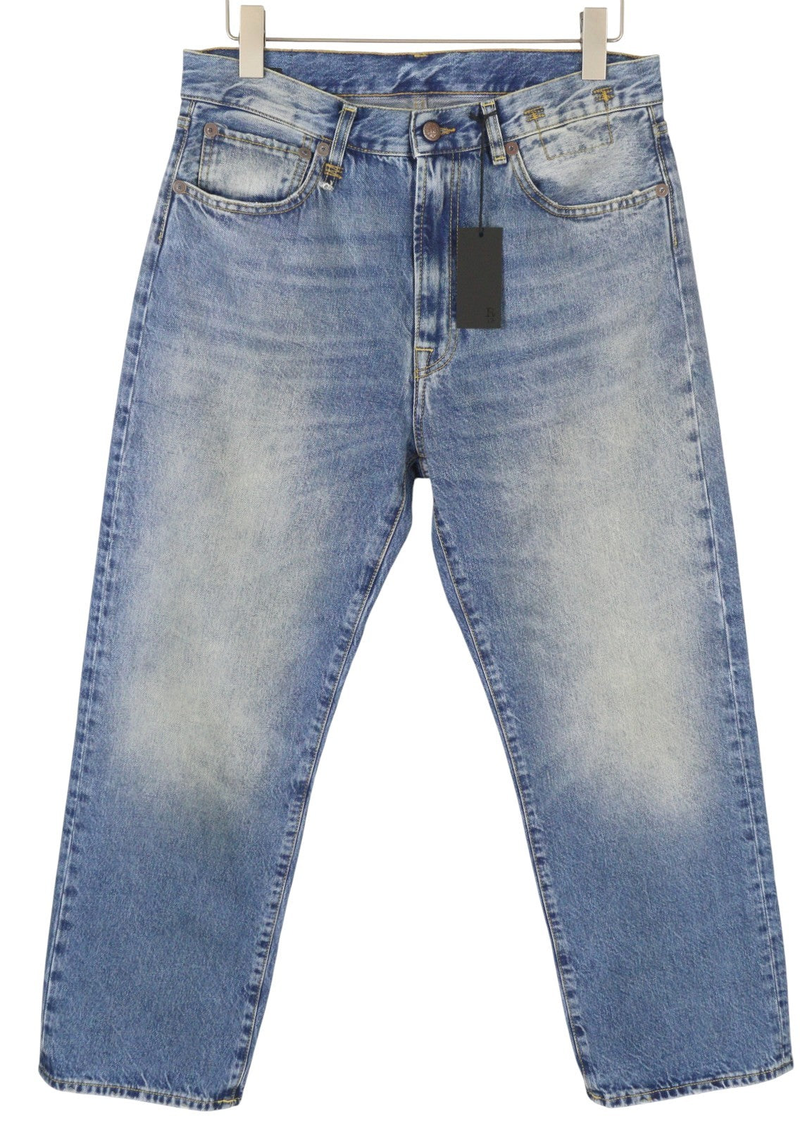 R13 Cuffed X-BF Women Jeans 28 Jasper Straight Whiskers Faded Blue Zip FW25