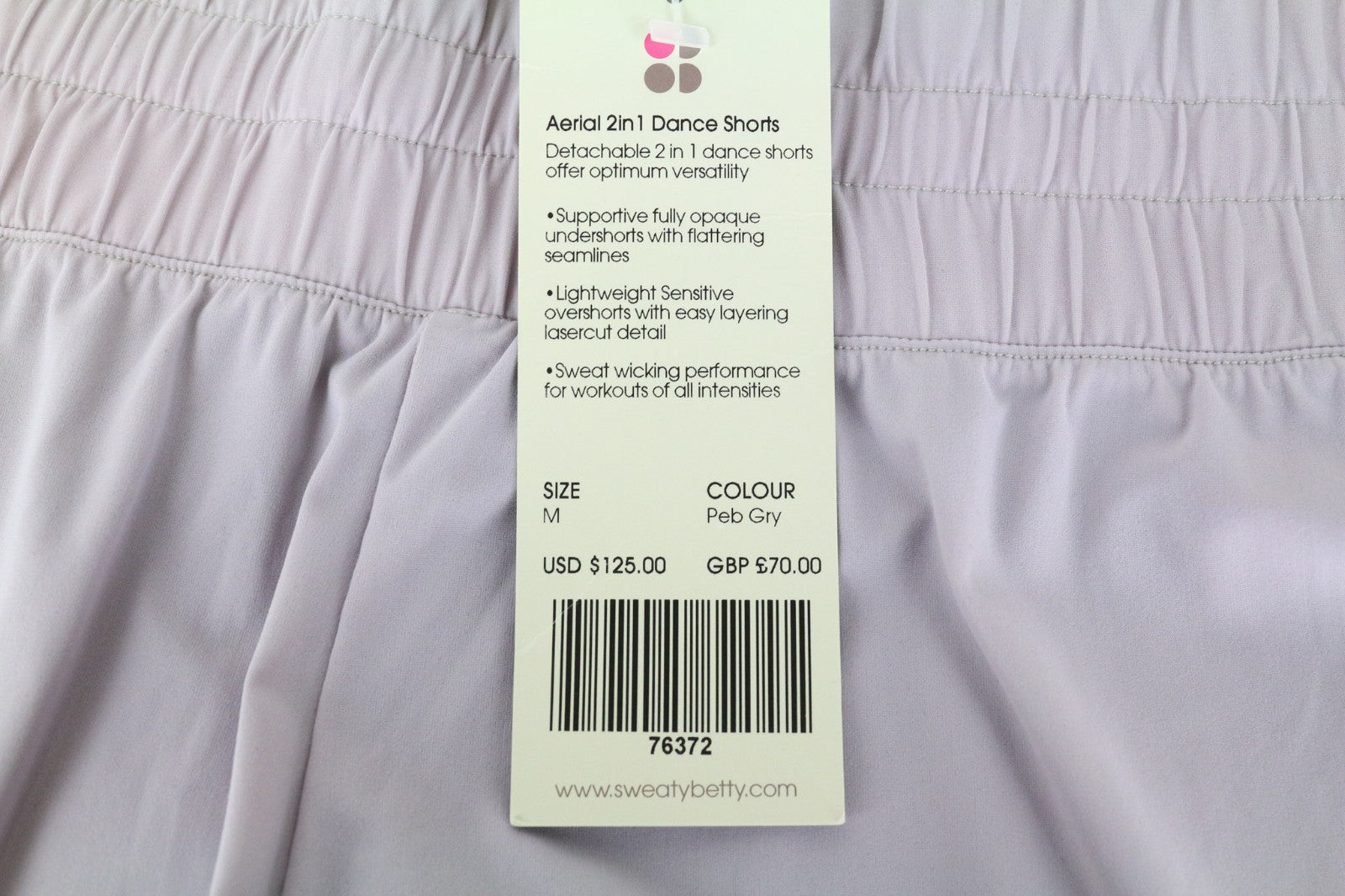 SWEATY BETTY Aerial Women's Shorts M Purple Sporty 2in1 Stretch Lightweight