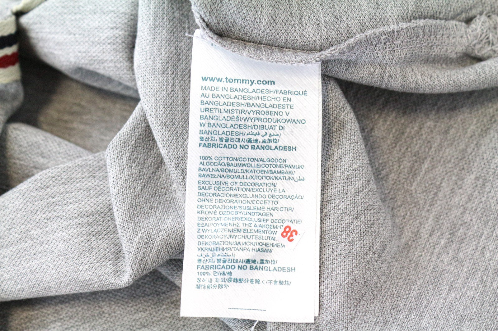 TOMMY HILFIGER DENIM Men's Polo Shirt 2XL Grey Cotton Casual Short Sleeve