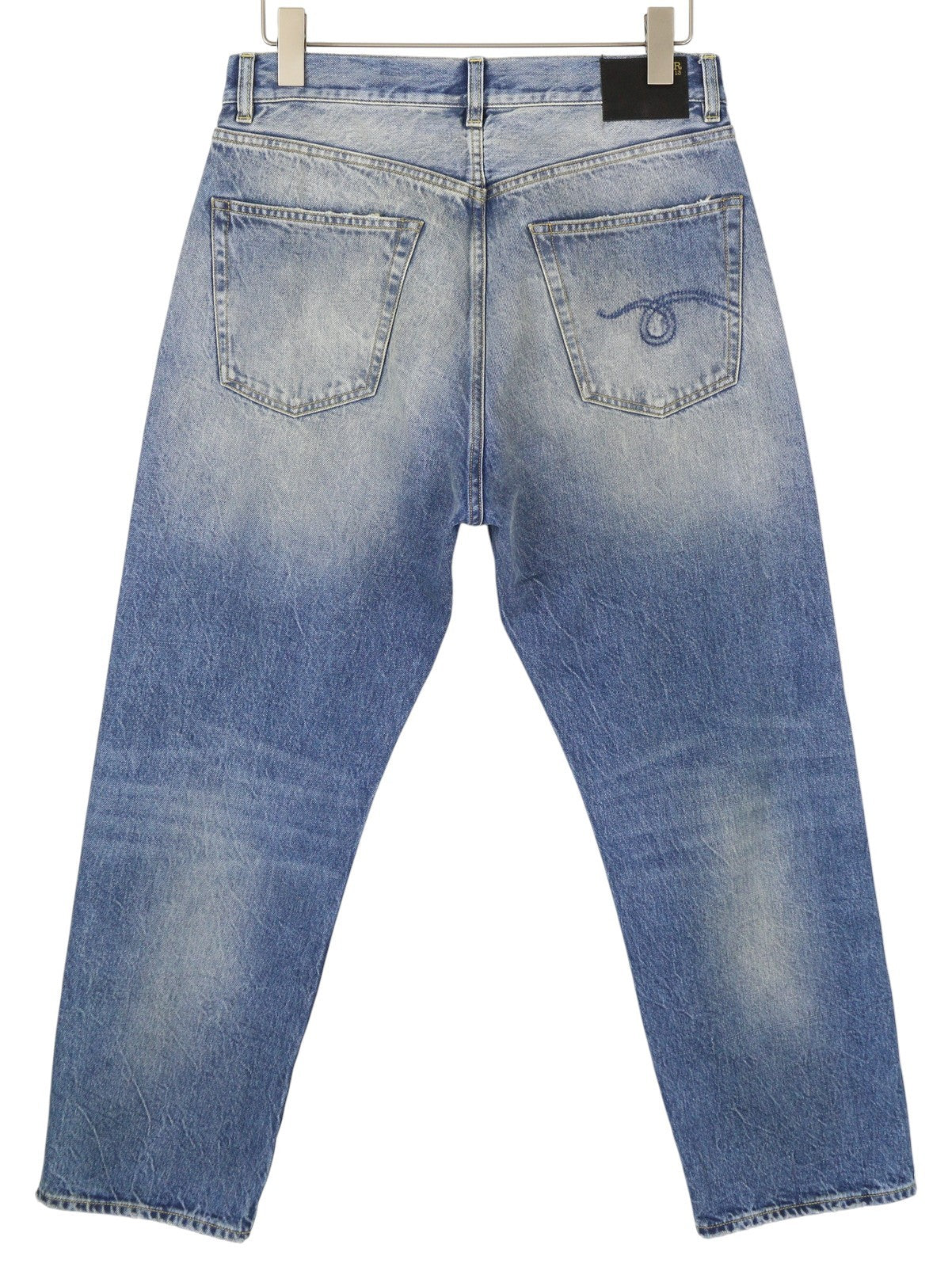 R13 Cuffed X-BF Women Jeans 27 Jasper Straight Fit Whiskers Faded Blue PF25