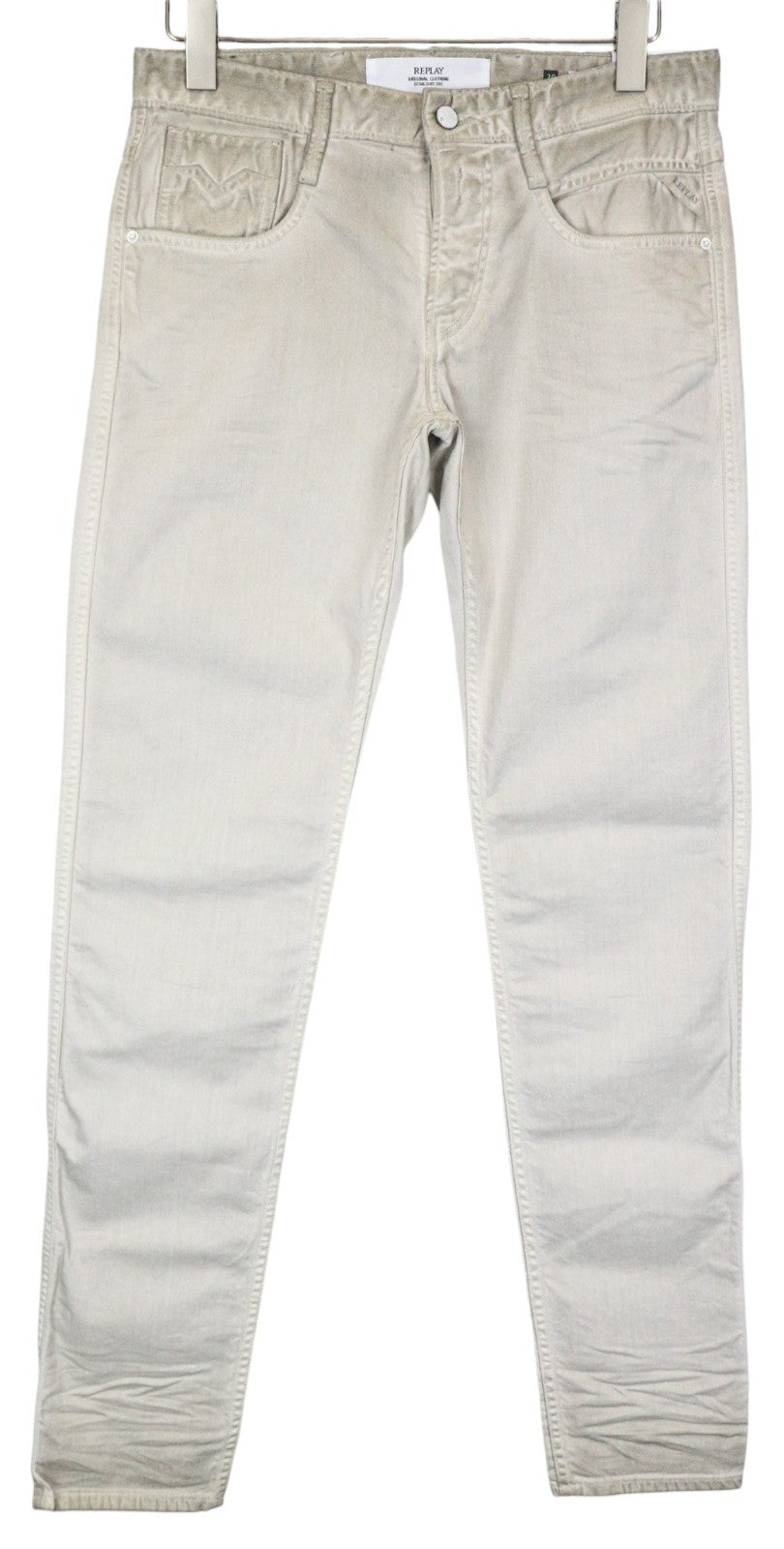 REPLAY Anbass Men's Jeans W30 L34 Grey Slim Stretch Aged Wash Cotton Denim