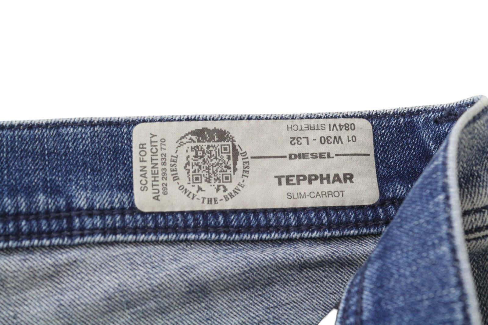 DIESEL Tepphar 084VI Men's Jeans W30 L32 Slim Carrot Fit Blue Washed Stretch