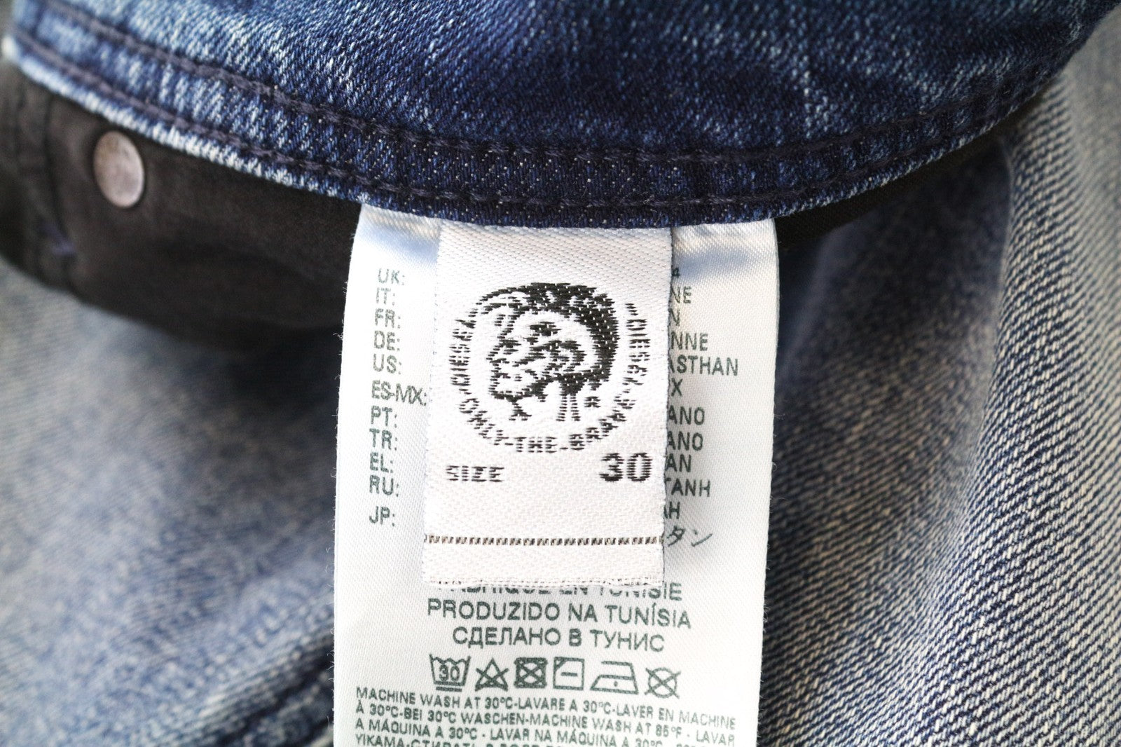 DIESEL Tepphar 084VI Men's Jeans W30 L32 Slim Carrot Fit Blue Washed Stretch