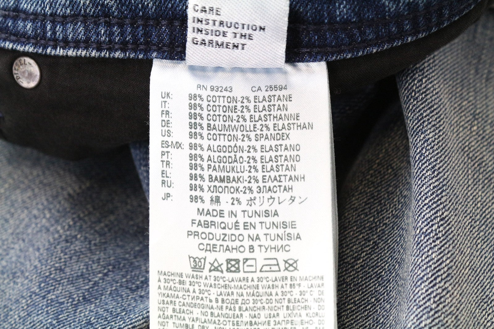 DIESEL Tepphar 084VI Men's Jeans W30 L32 Slim Carrot Fit Blue Washed Stretch