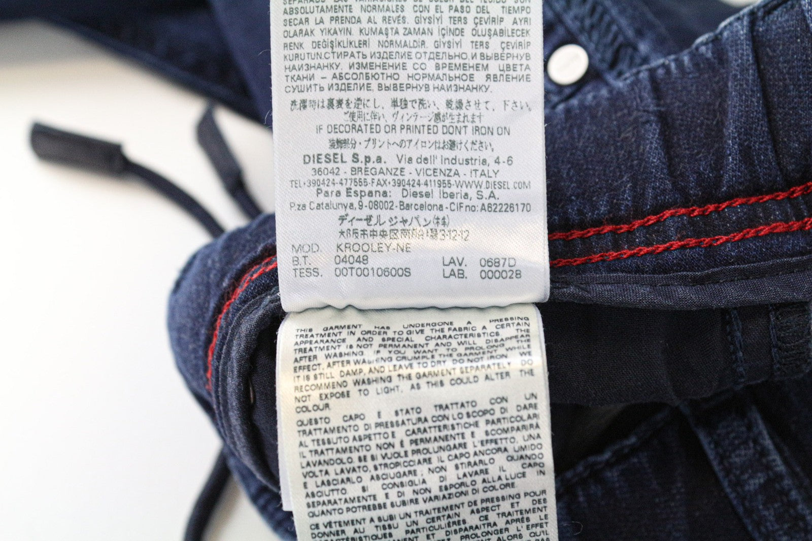 DIESEL Krooley-NE 0687D Men's Jeans W28 Slim Carrot Sweat Jogg Blue Stretch