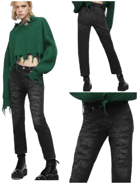 DIESEL Aryel 084XZ Women's Jeans W29 L30 Regular Fit Distressed Cotton Blend