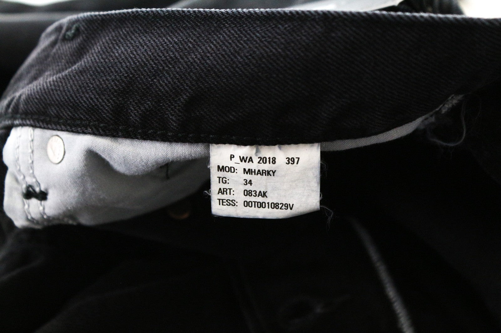 DIESEL Mharky 083AK Men's Jeans W34 Slim Black Washed 5-Pocket Cotton Casual