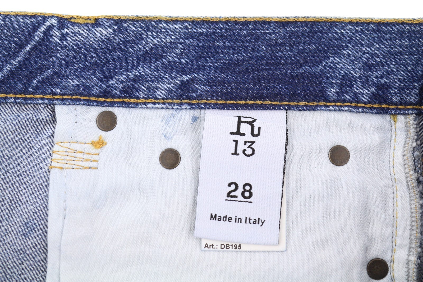 R13 Boyfriend Women Jeans 28 Jasper Straight Cropped Whiskers Faded Blue PF25