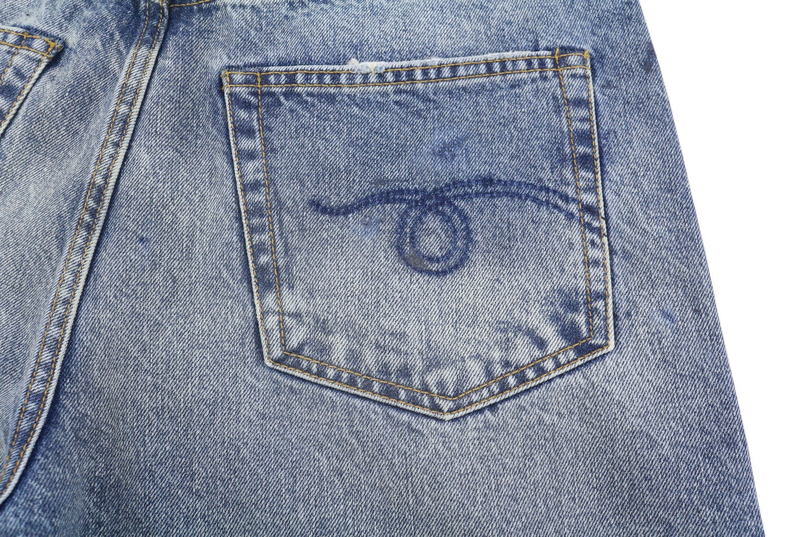 R13 Boyfriend Women Jeans 28 Jasper Straight Cropped Whiskers Faded Blue PF25