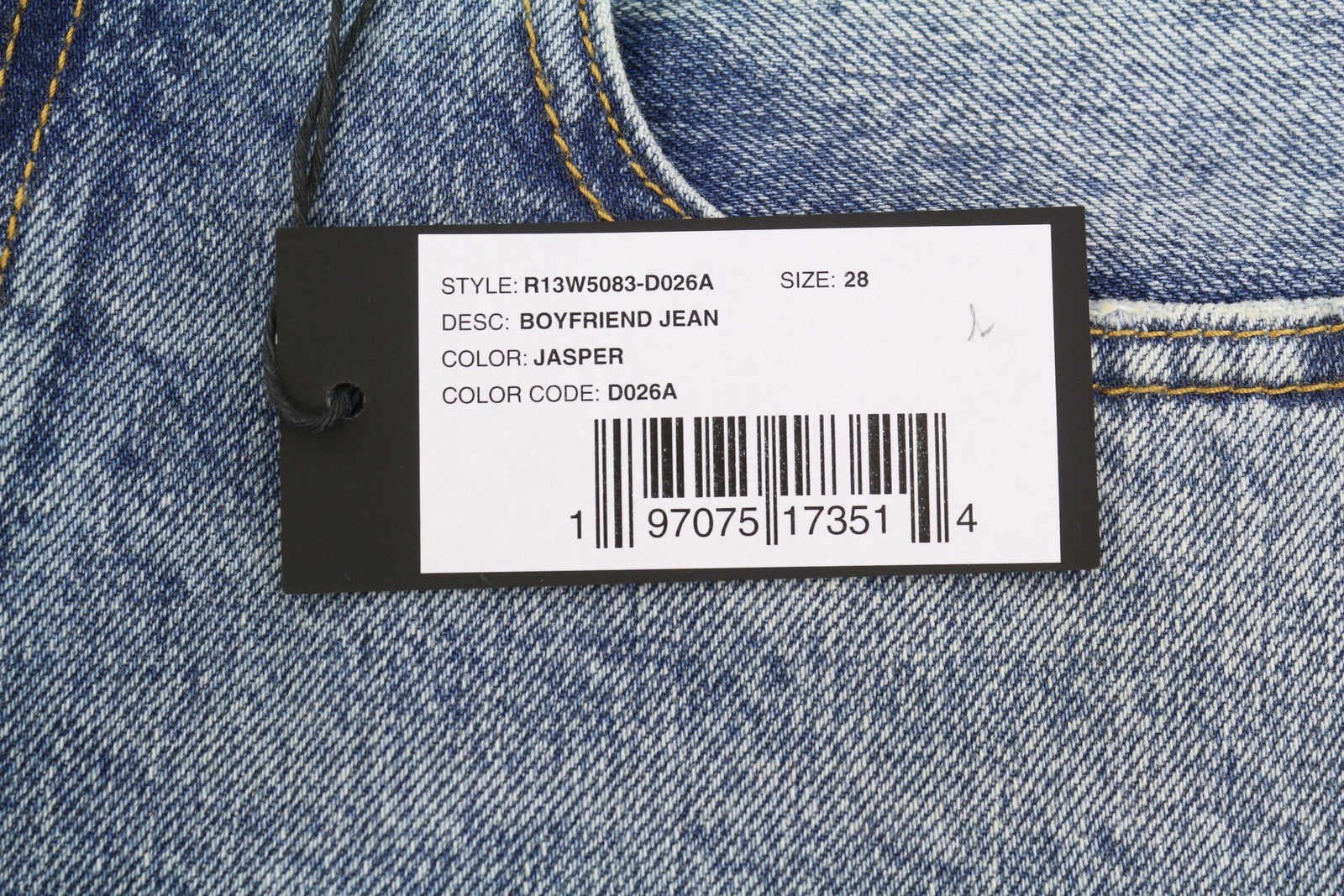 R13 Boyfriend Women Jeans 28 Jasper Straight Cropped Whiskers Faded Blue PF25