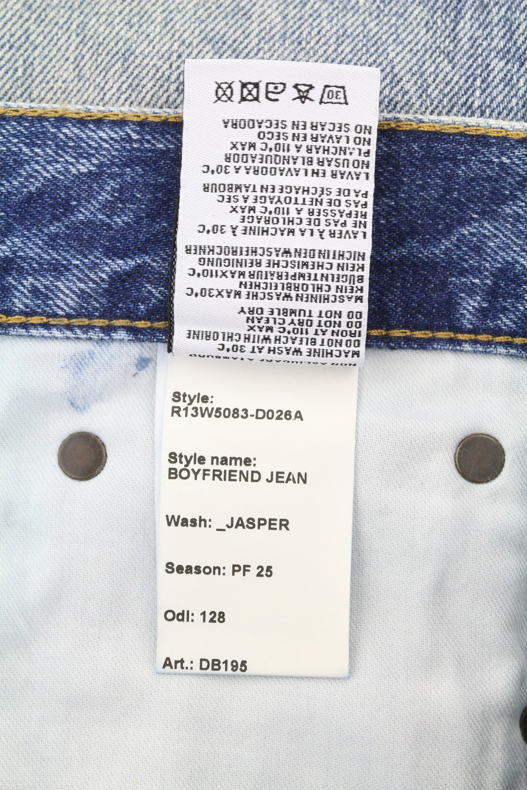 R13 Boyfriend Women Jeans 28 Jasper Straight Cropped Whiskers Faded Blue PF25