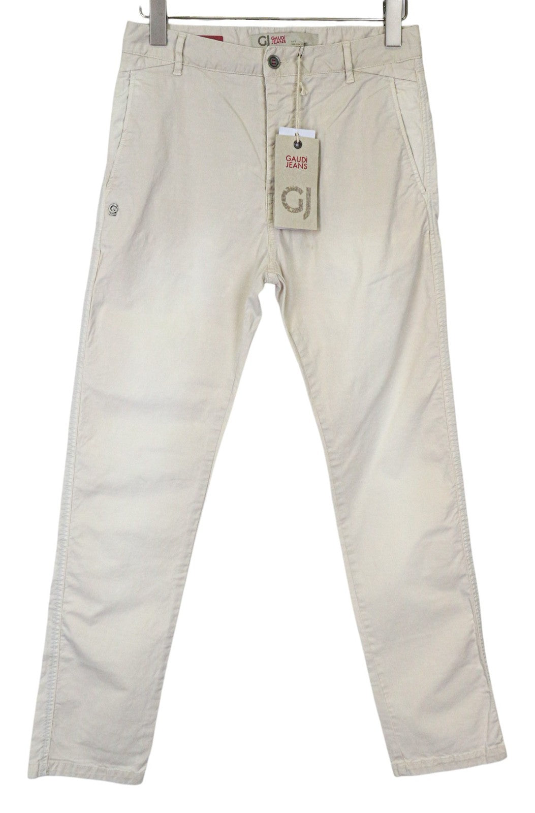 GAUDI JEANS Men's Trousers W28 Beige Cotton Blend Washed Button-Fly Style