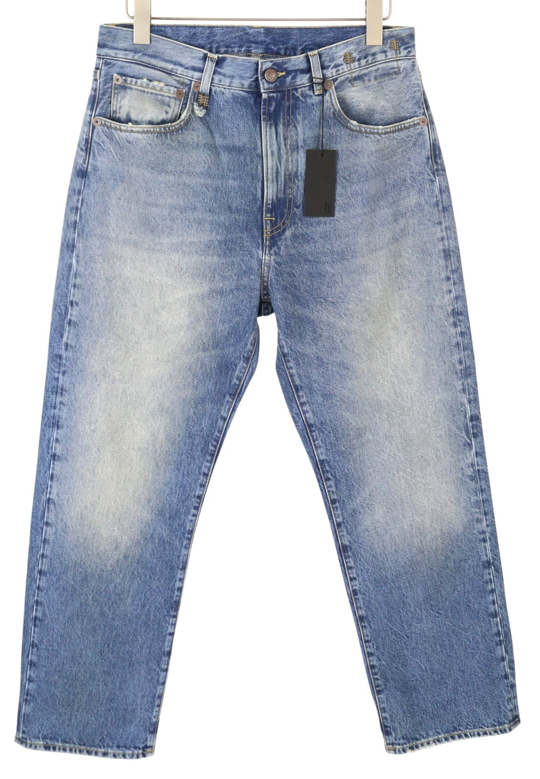 R13 Cuffed X-BF Women Jeans 28 Jasper Straight Fit Faded Blue Zip Fly Denim PF25