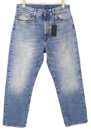 R13 Cuffed X-BF Women Jeans 28 Jasper Straight Fit Faded Blue Zip Fly Denim PF25