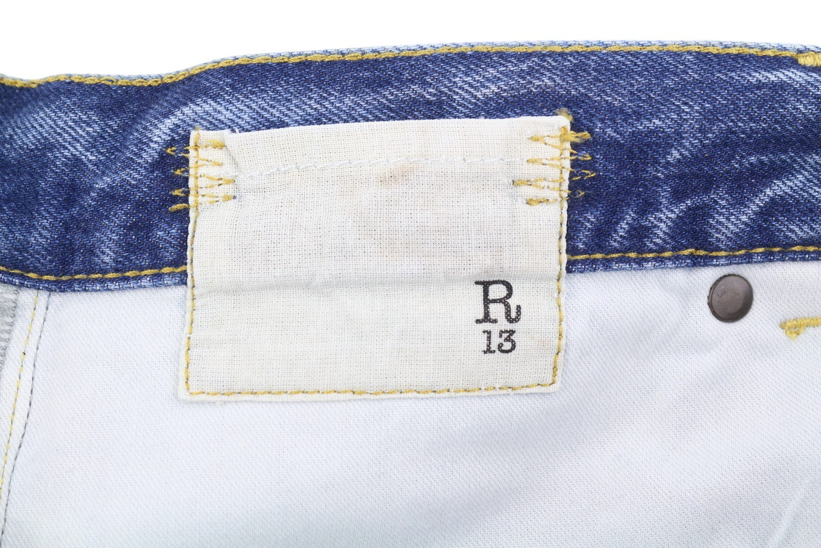 R13 Cuffed X-BF Women Jeans 28 Jasper Straight Fit Faded Blue Zip Fly Denim PF25