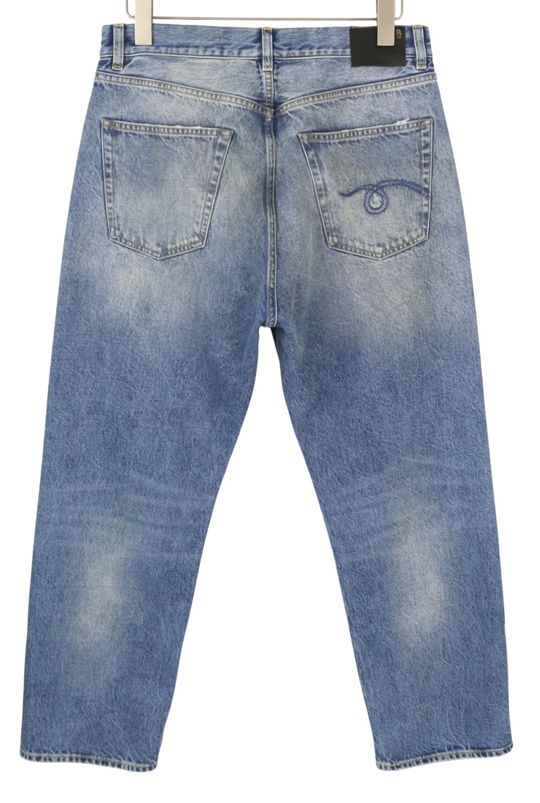 R13 Cuffed X-BF Women Jeans 28 Jasper Straight Fit Faded Blue Zip Fly Denim PF25