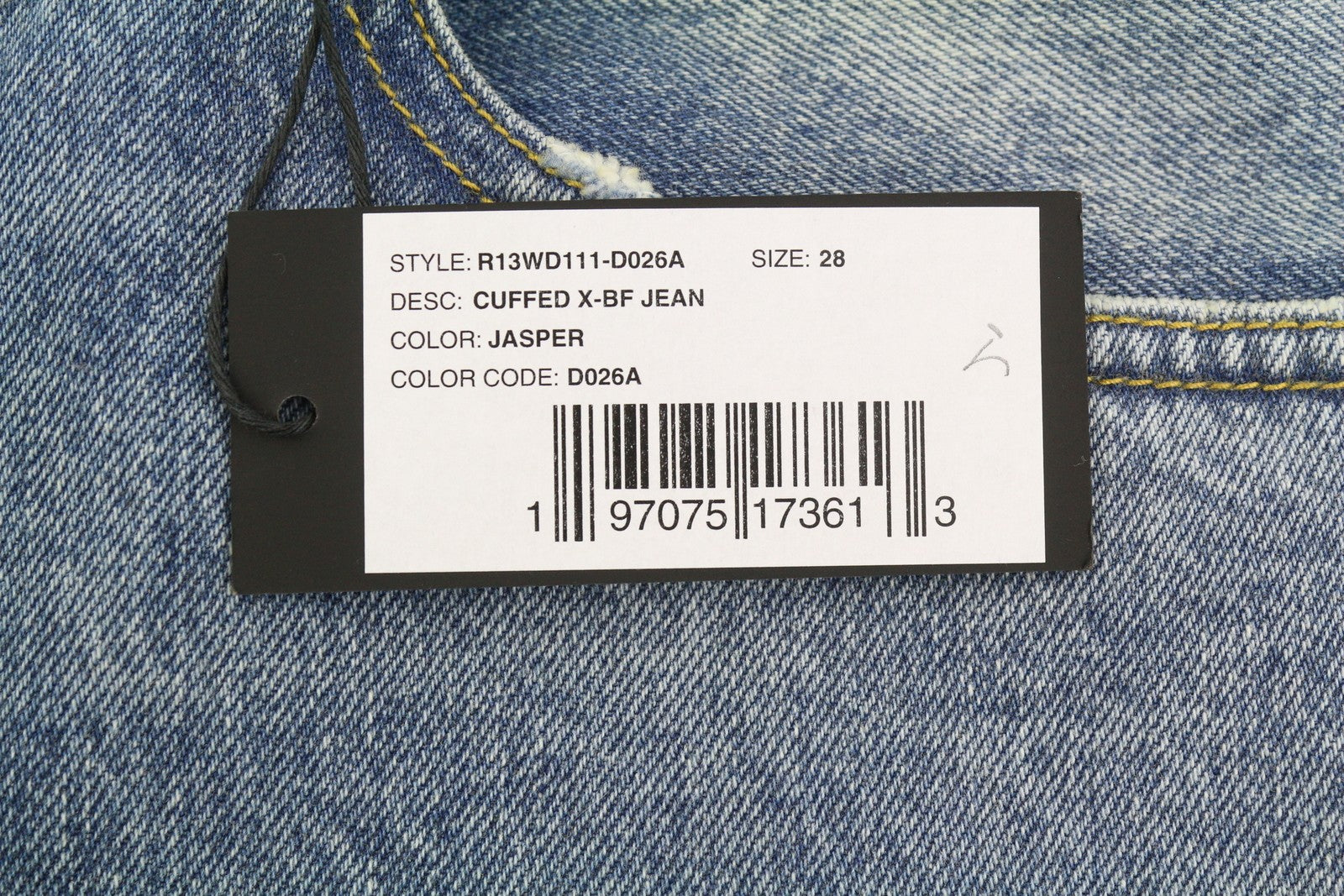 R13 Cuffed X-BF Women Jeans 28 Jasper Straight Fit Faded Blue Zip Fly Denim PF25