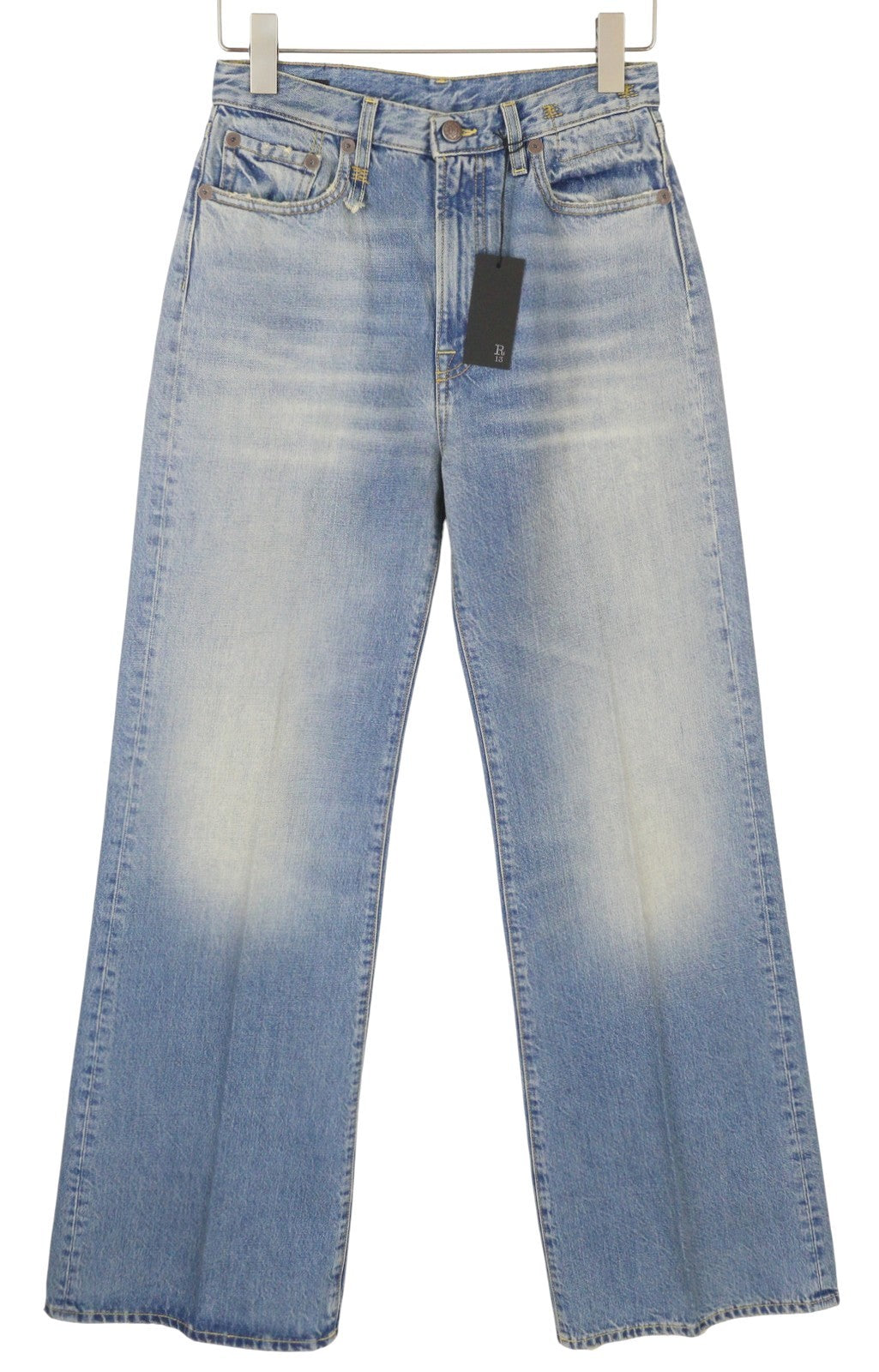 R13 Charlotte Women Jeans 28 Merrin Blue High Rise Flare Leg Faded PF25 RRP795