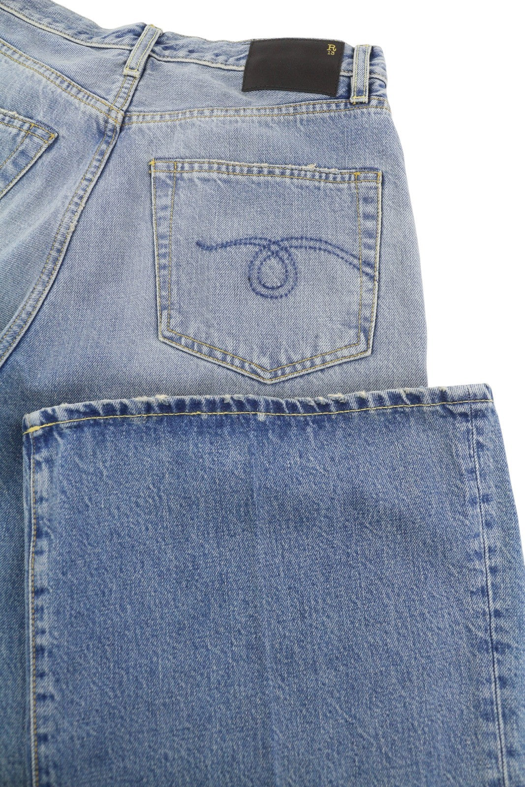 R13 Charlotte Women Jeans 28 Merrin Blue High Rise Flare Leg Faded PF25 RRP795