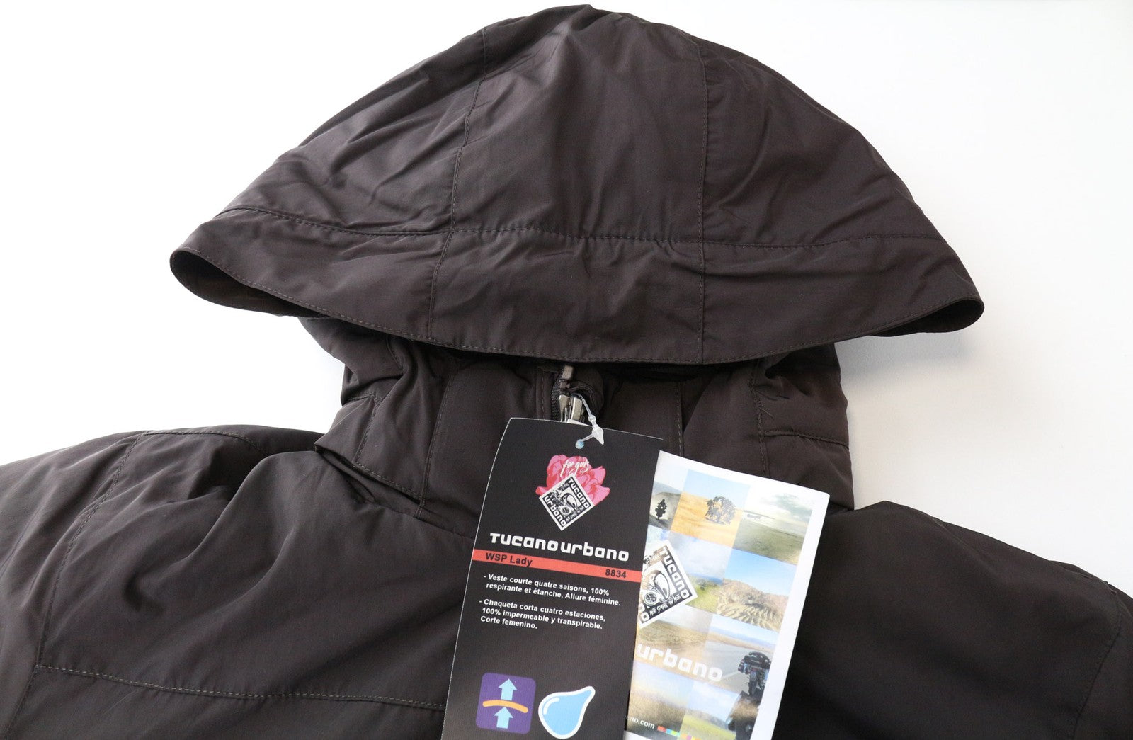 TUCANO URBANO WSP Lady Women's Jacket IT44 Brown Zip Hooded Waterproof Moto