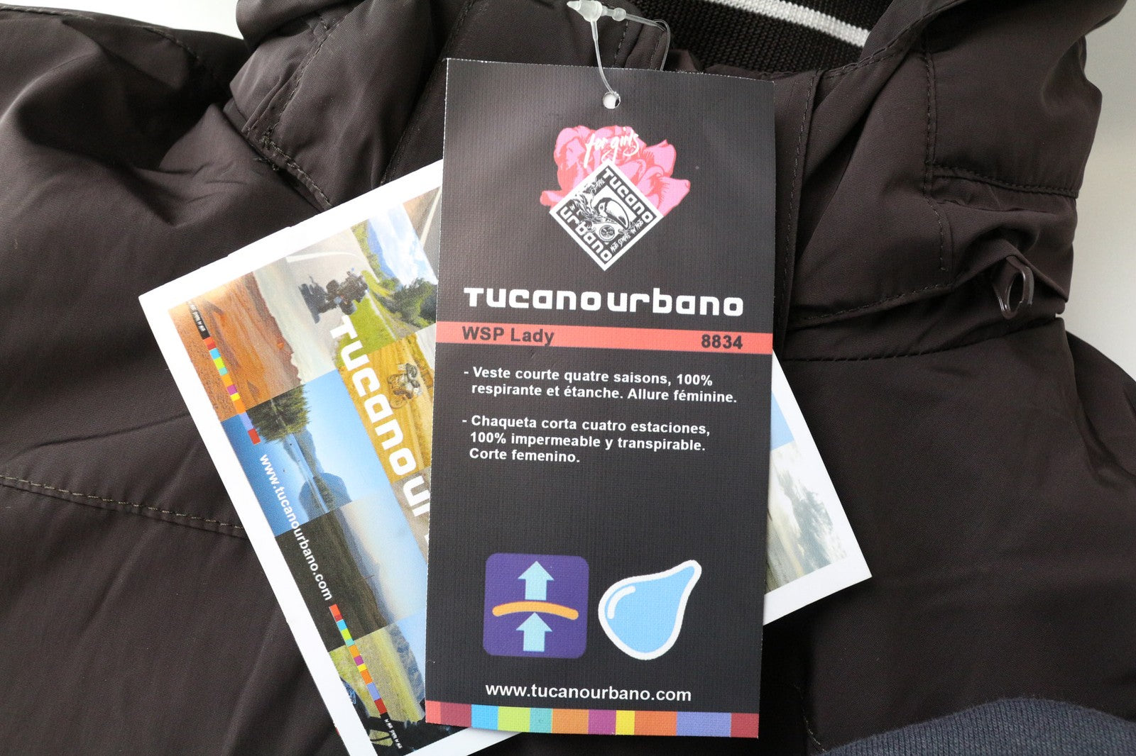 TUCANO URBANO WSP Lady Women's Jacket IT42 Brown Moto Hooded Waterproof Zip