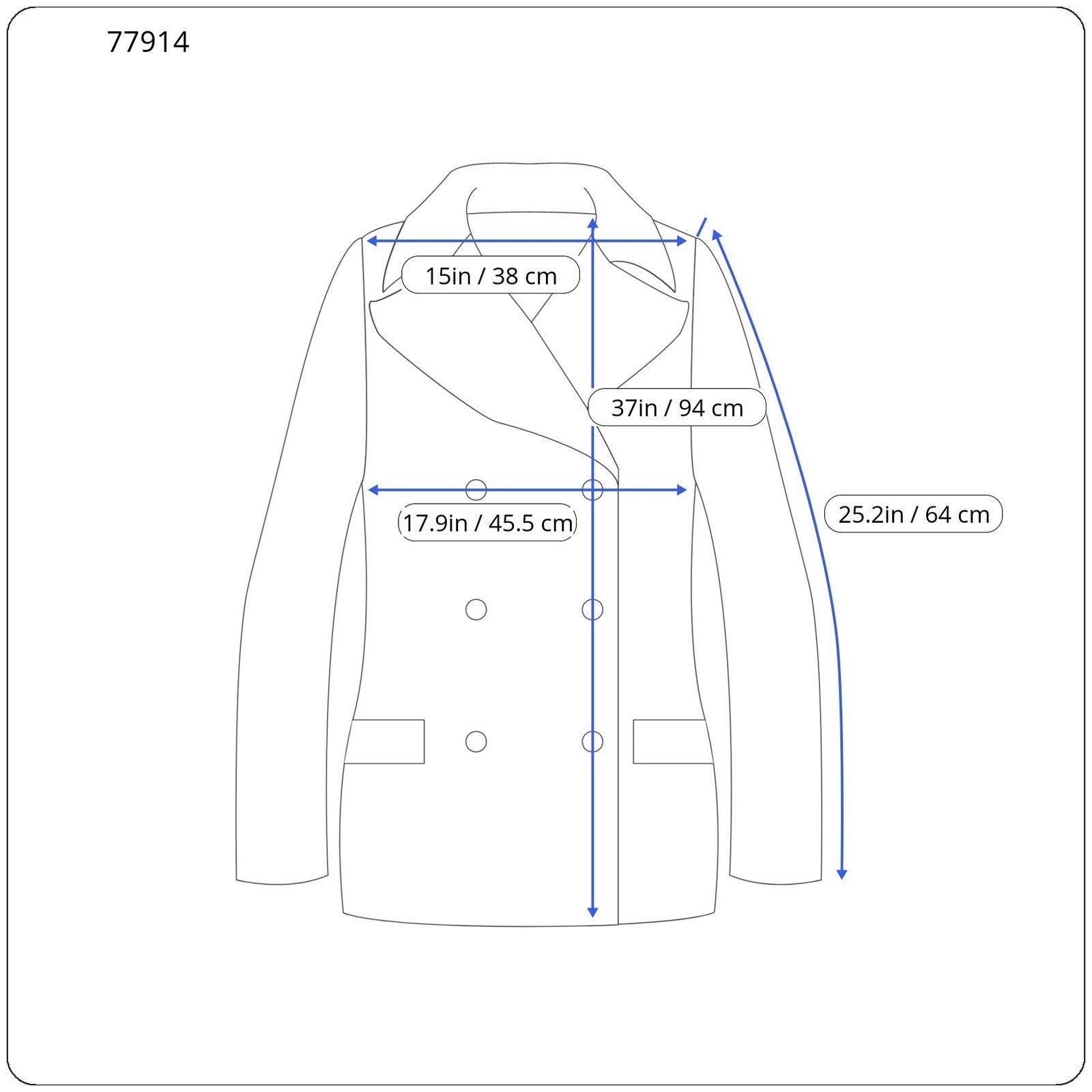 DESIGUAL Women's Coat IT40 Navy Checked Wool Cotton Blend Single Breasted