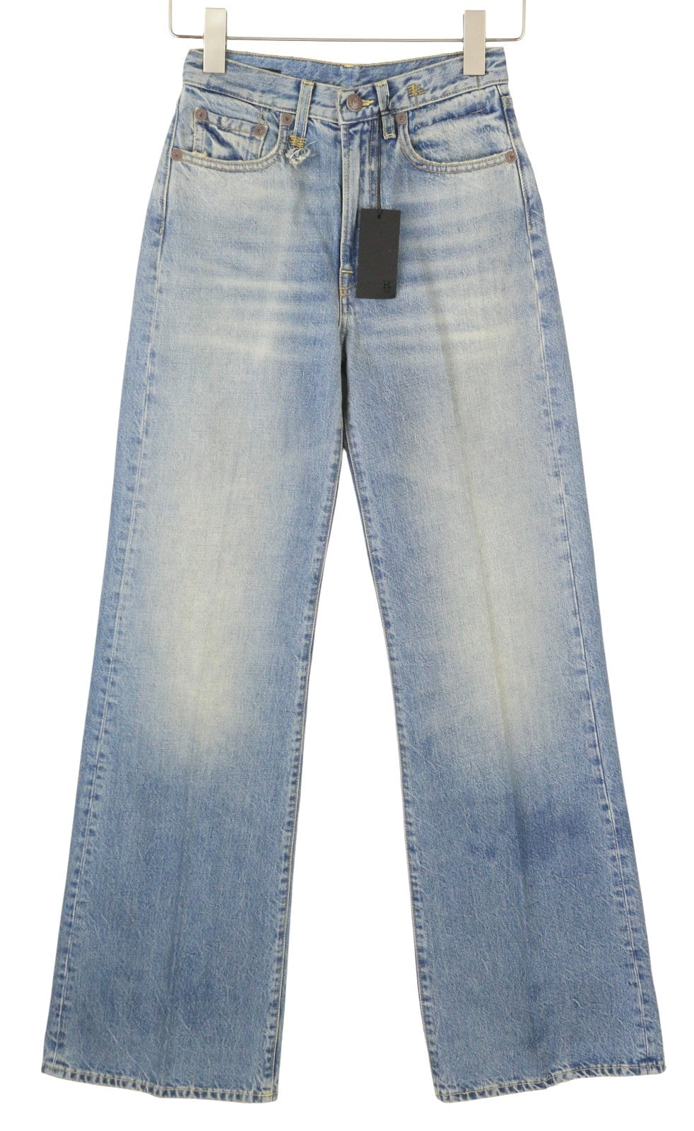 R13 Charlotte Women Jeans 24 Merrin Blue High Rise Flare Leg Faded PF25 RRP795