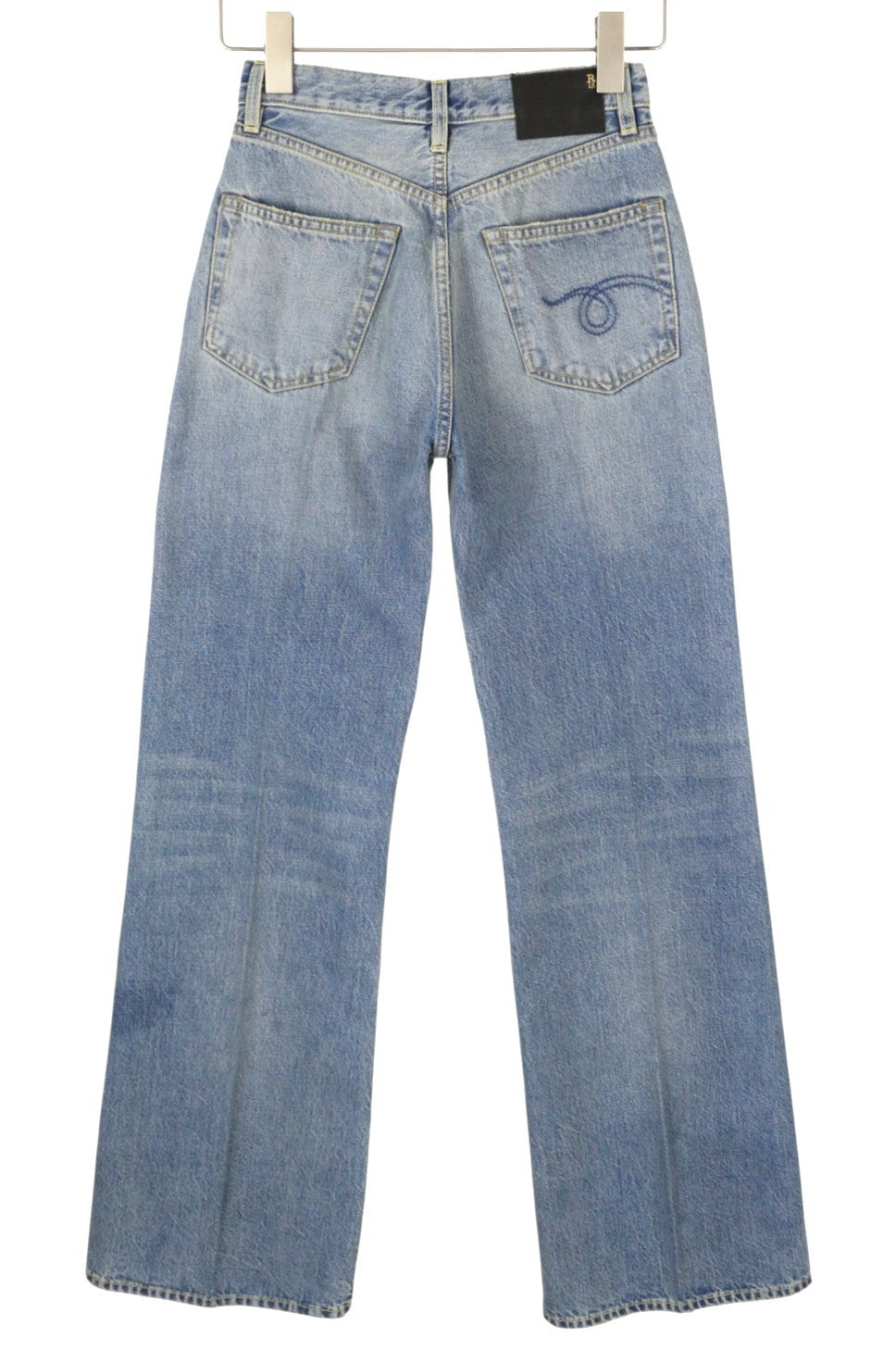 R13 Charlotte Women Jeans 24 Merrin Blue High Rise Flare Leg Faded PF25 RRP795