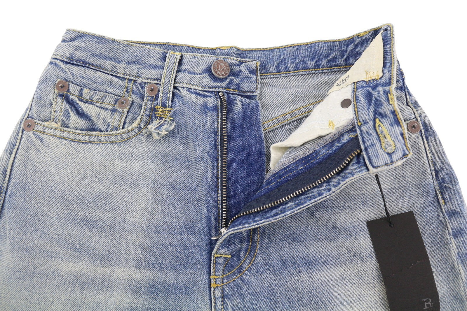 R13 Charlotte Women Jeans 24 Merrin Blue High Rise Flare Leg Faded PF25 RRP795