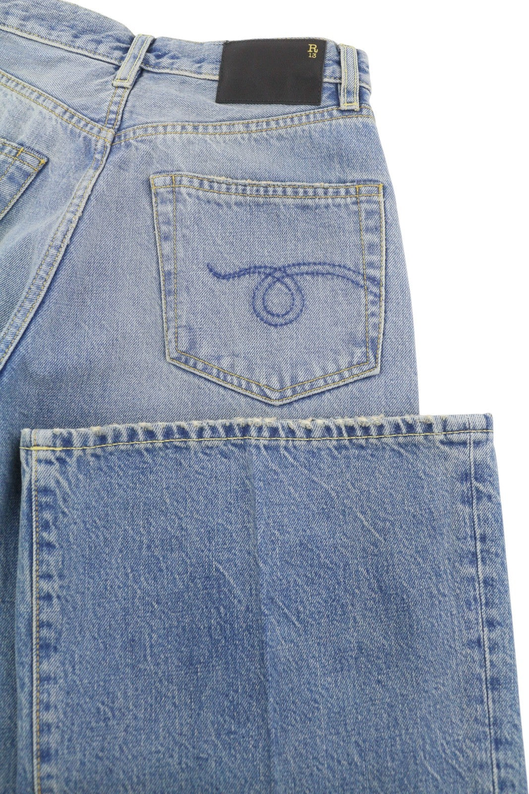 R13 Charlotte Women Jeans 24 Merrin Blue High Rise Flare Leg Faded PF25 RRP795