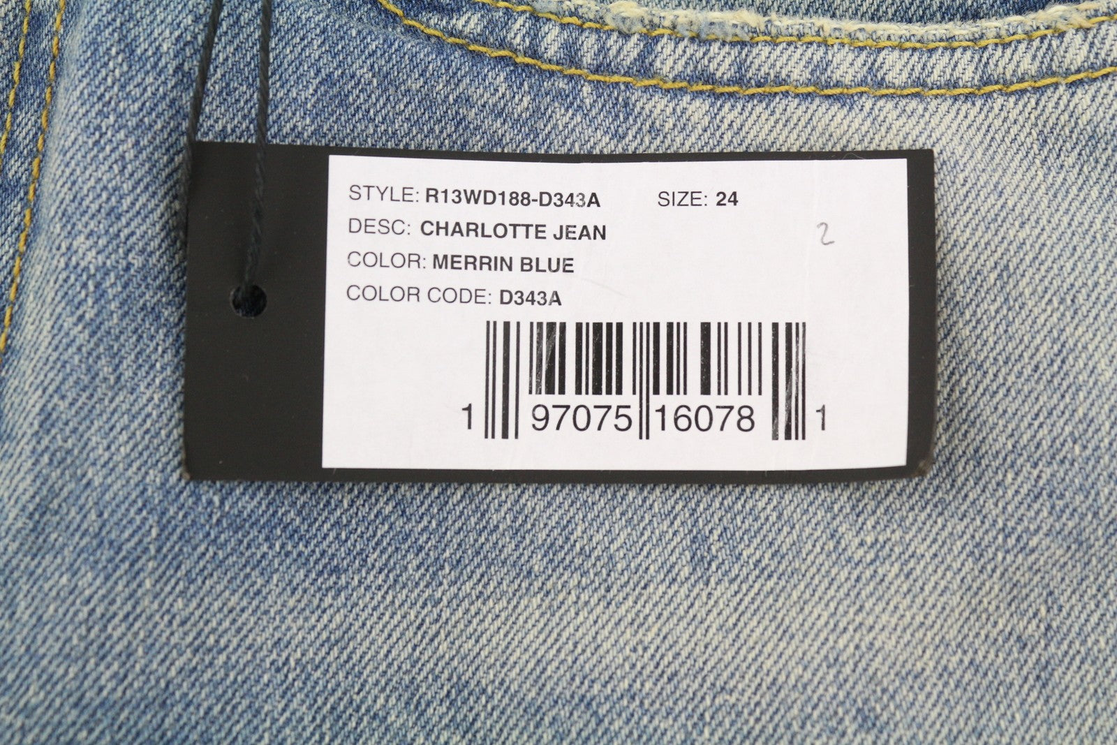 R13 Charlotte Women Jeans 24 Merrin Blue High Rise Flare Leg Faded PF25 RRP795