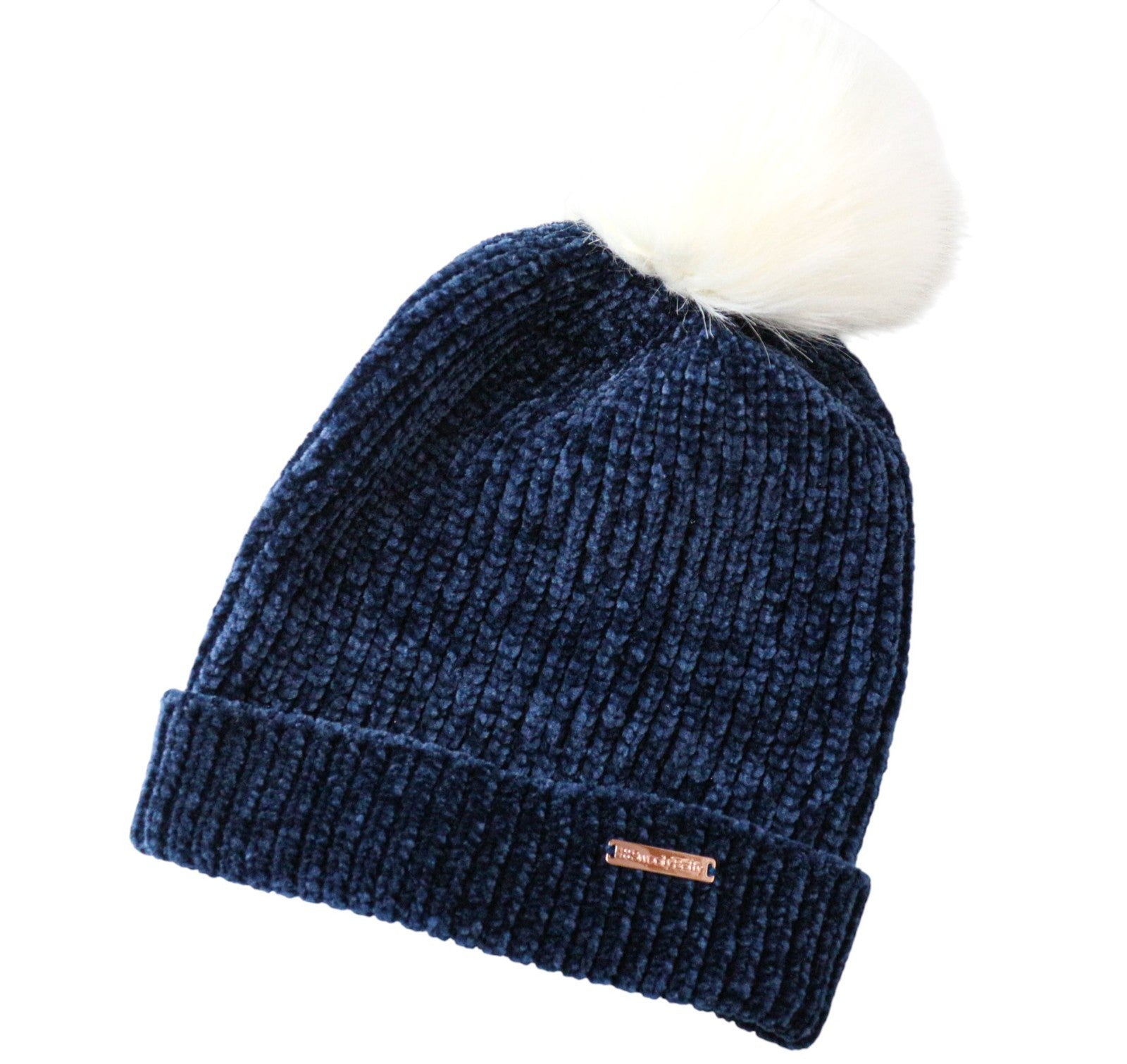 SWEATY BETTY Girls' Hat 9-12M Blue Cotton Knit Pom Pom Beanie Winter Cap