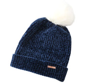 SWEATY BETTY Girls' Hat 9-12M Blue Cotton Knit Pom Pom Beanie Winter Cap