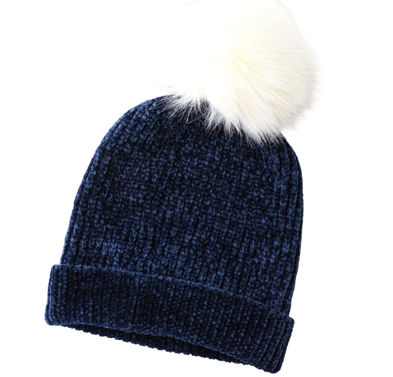 SWEATY BETTY Girls' Hat 9-12M Blue Cotton Knit Pom Pom Beanie Winter Cap