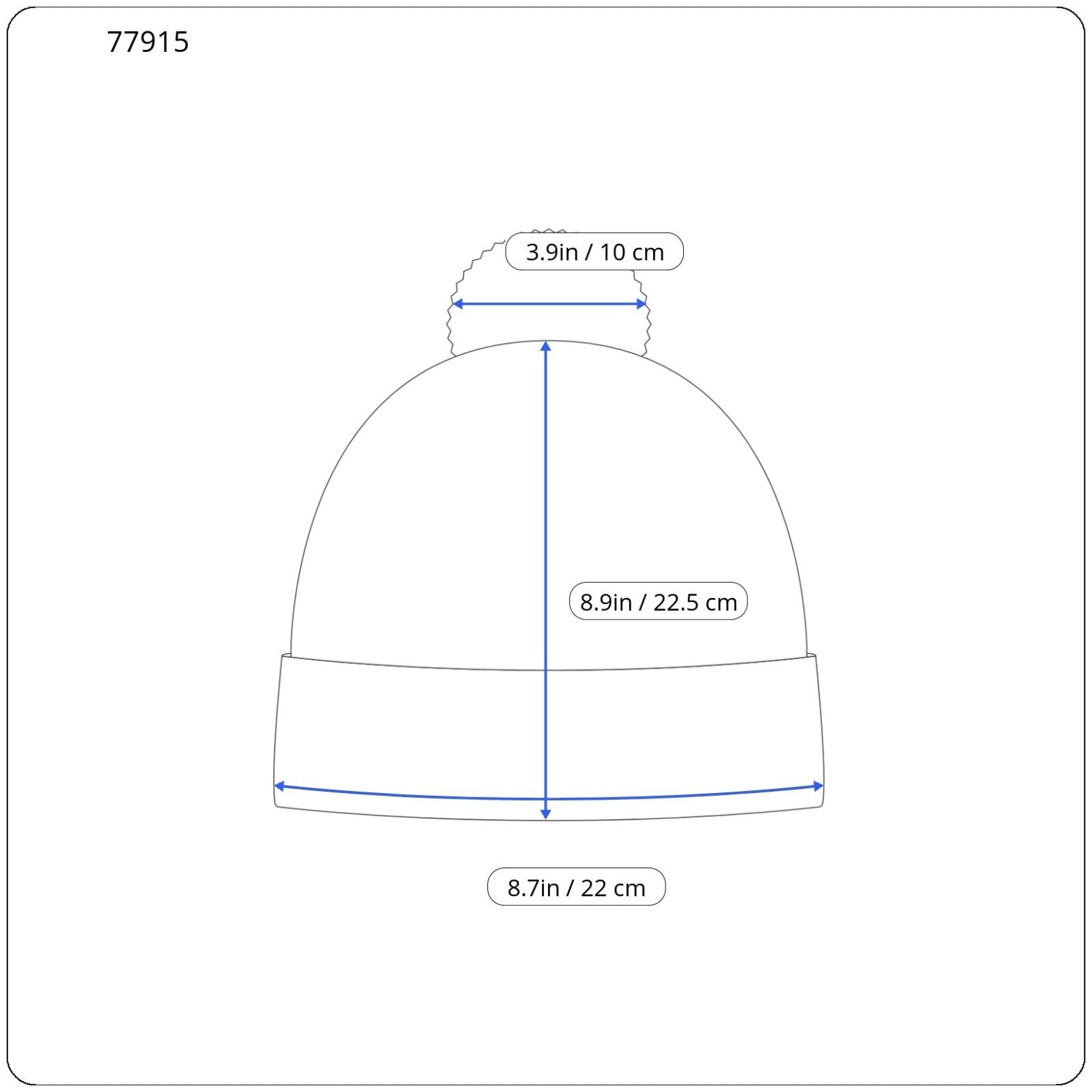 SWEATY BETTY Girls' Hat 9-12M Blue Cotton Knit Pom Pom Beanie Winter Cap