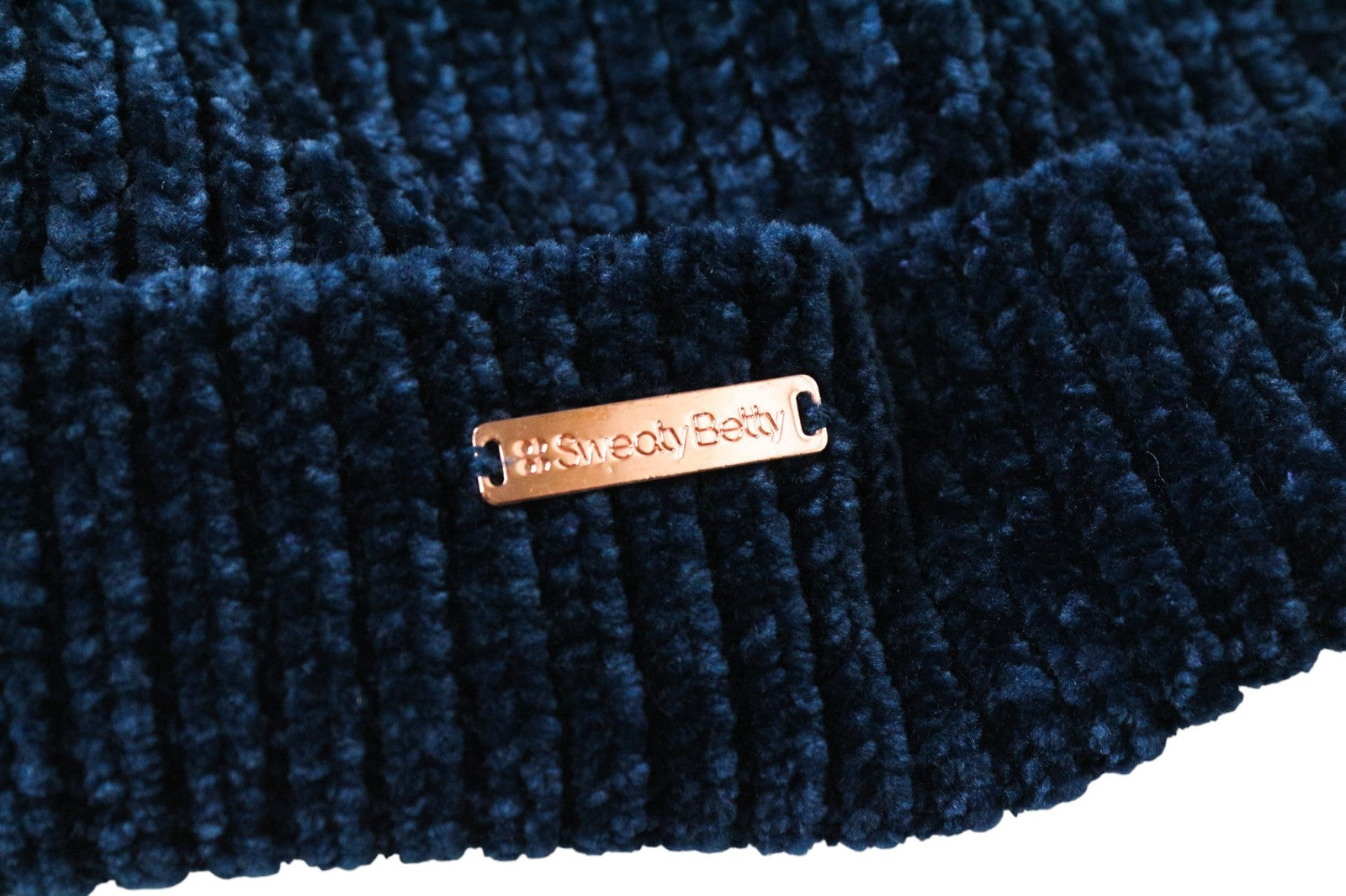 SWEATY BETTY Girls' Hat 9-12M Blue Cotton Knit Pom Pom Beanie Winter Cap