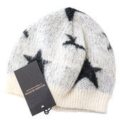MAISON SCOTCH Women's Hat OS Grey Mohair Blend Star Pattern Knit Beanie