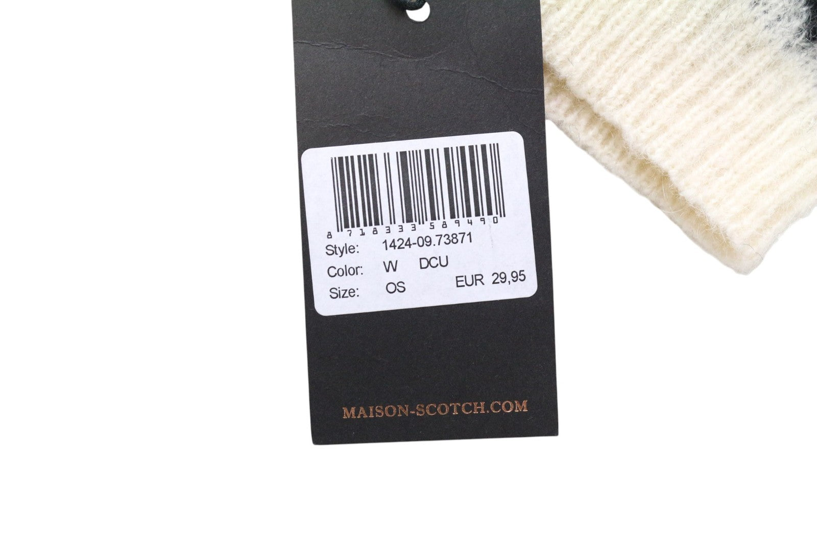 MAISON SCOTCH Women's Hat OS Grey Mohair Blend Star Pattern Knit Beanie