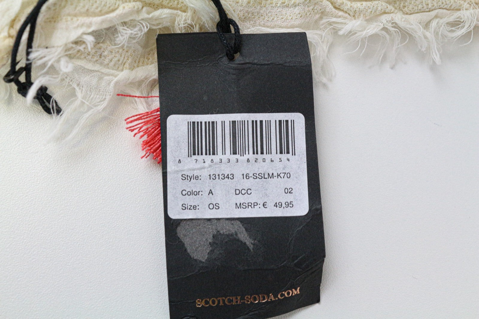 MAISON SCOTCH Women's Scarf OS Beige Cotton Blend Summer Lightweight Casual