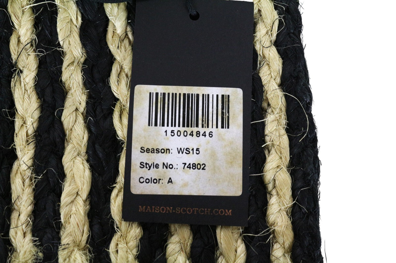 MAISON SCOTCH Women's Bag OS Brown Straw Braided Striped Summer Clutch Purse