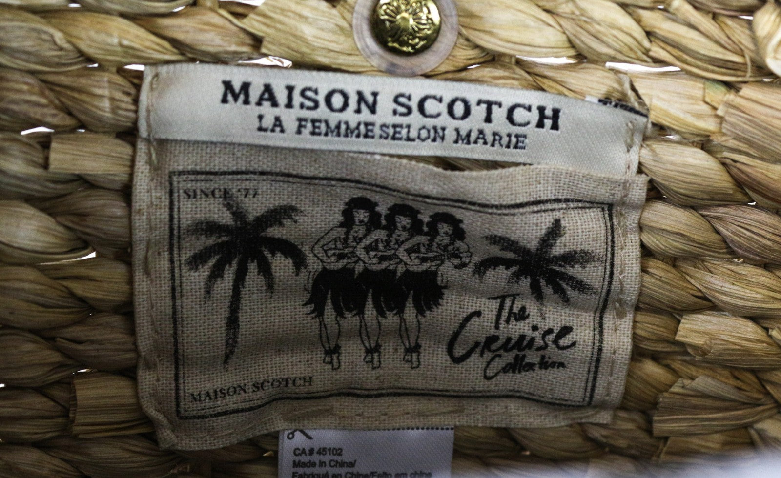 MAISON SCOTCH Women's Clutch Bag OS Brown 100% Straw Braided Summer Purse