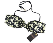 MAISON SCOTCH Women's Bikini Top XS/S Black Pattern Twisted Bandeau Swimwear